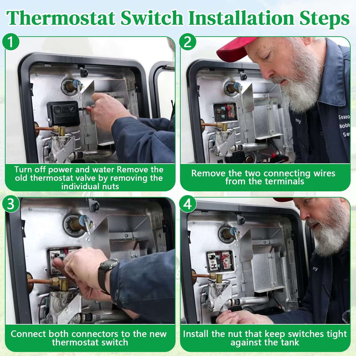 WPL installed on RV water heater tank illustrating correct fit and placement