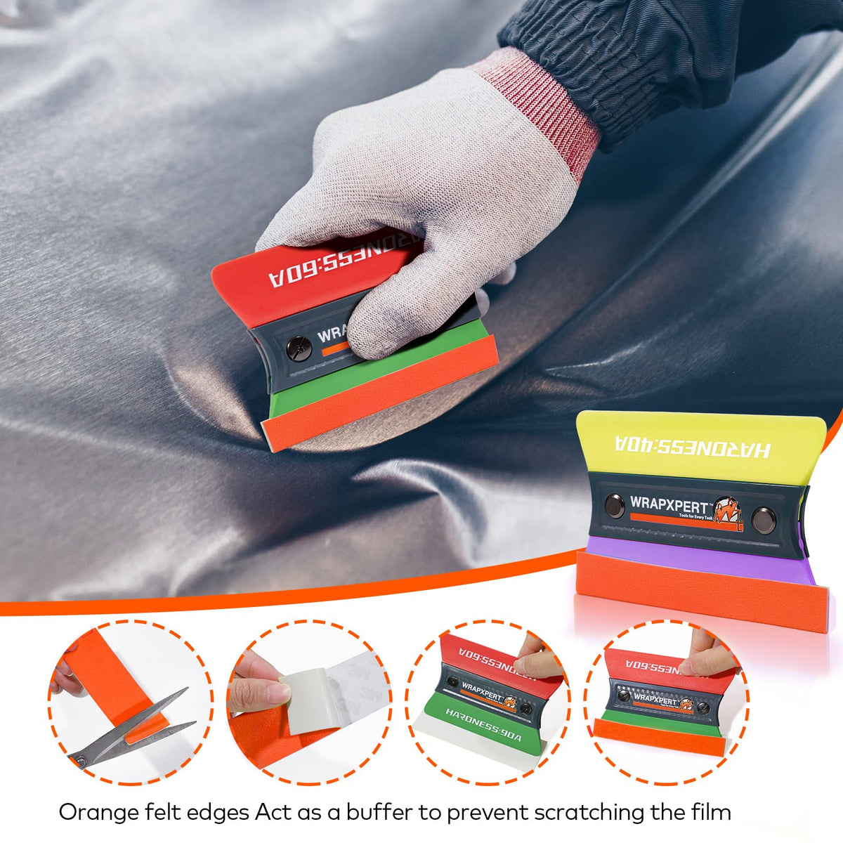 WRAPXPERT next to ruler to show scale and ergonomic grip for precise handling
