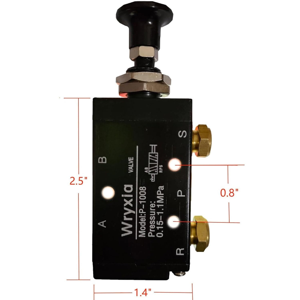 Wryxia valve beside ruler showing compact size for straightforward fitment