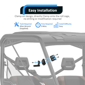 Wsays pivot close-up showing 360° adjustment and secure positioning benefit