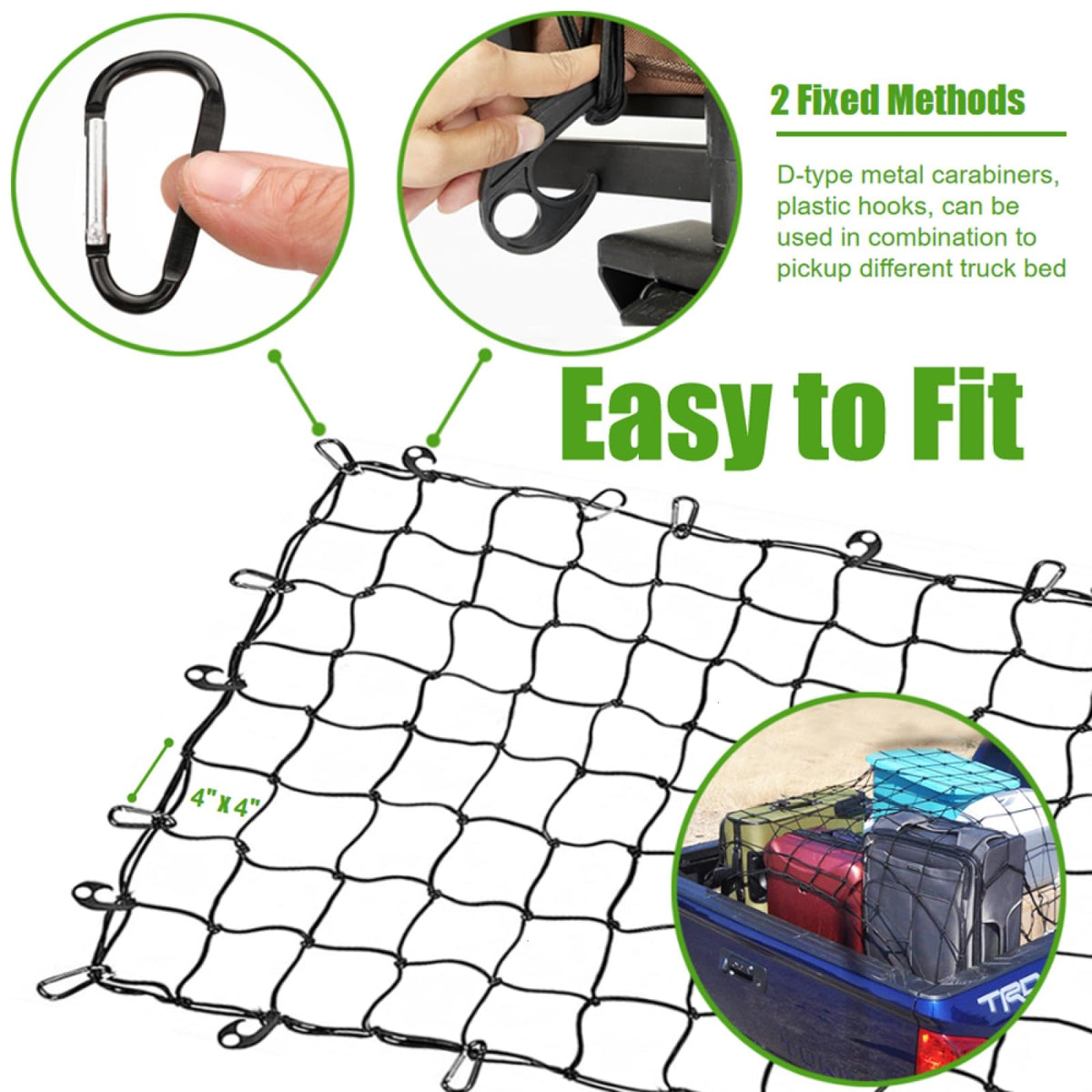 WSSROGY 4x4 mesh close-up showing durable nylon-latex weave and item retention