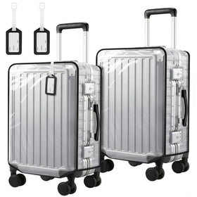 WSSROGY front view of clear 28-inch cover protecting suitcase for clean look