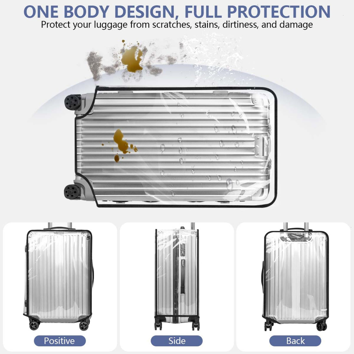 WSSROGY 28-inch suitcase with cover for accurate size comparison