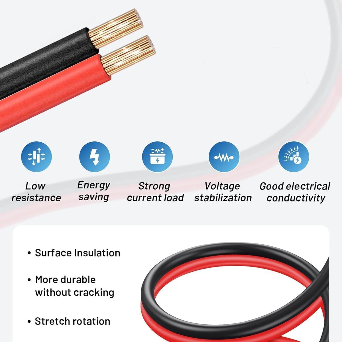 WSVOLLIS cable bent to show flexible jacket for easy routing and storage