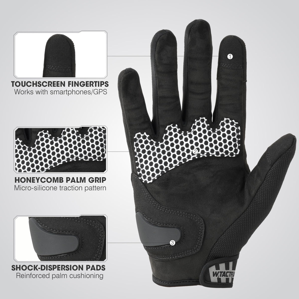 WTACTFUL carbon-fiber knuckle detail offering impact protection