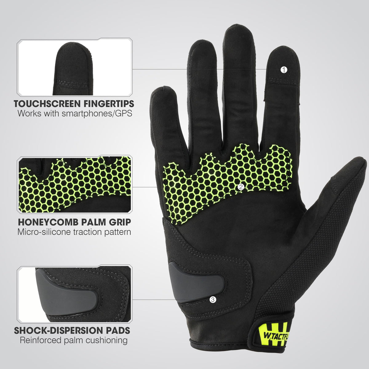 WTACTFUL palm texture with silicone print for improved anti-slip grip