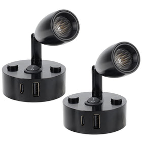 WTNYOU front view two lights showing compact profile and warm glow for reading