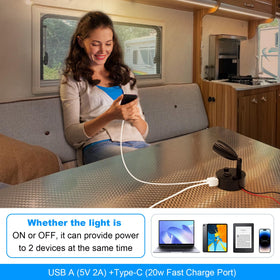 WTNYOU detail of USB-A and USB-C ports illustrating charging convenience
