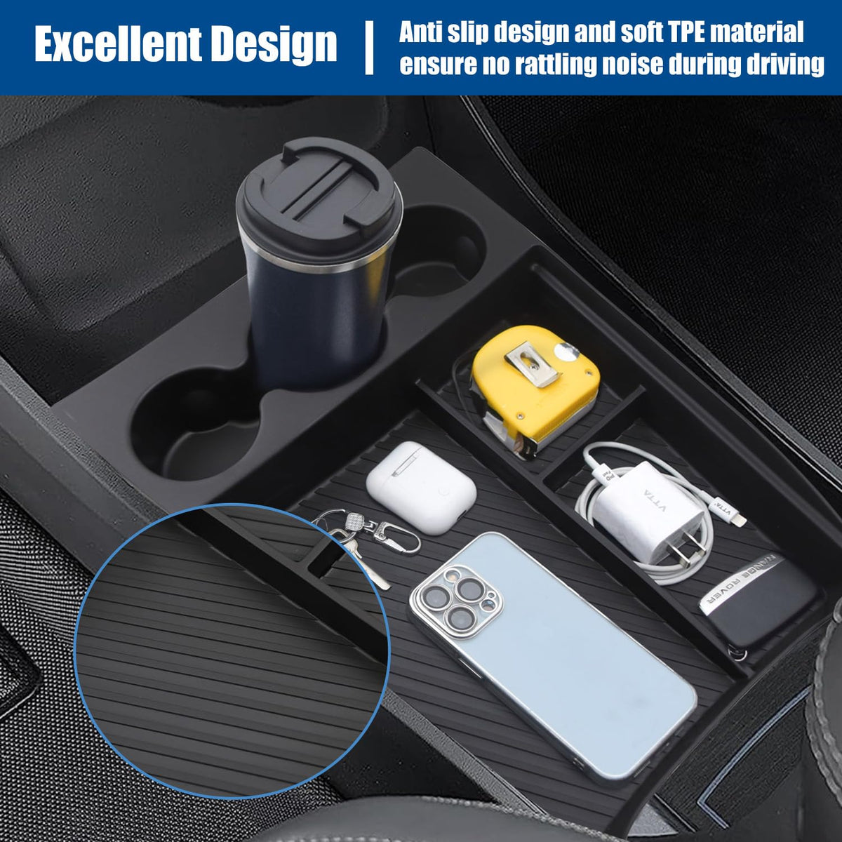 Wuchurth tray next to 24oz bottle showing accurate fit and measured cup capacity benefit