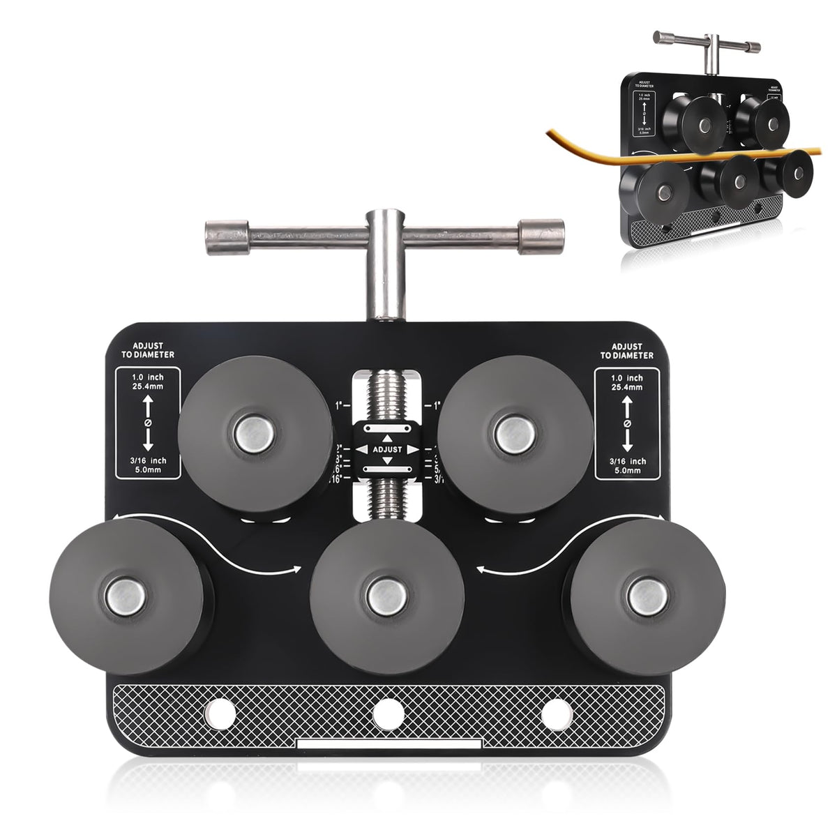 Wudey front overview of straightener showing compact durable frame and mounting points