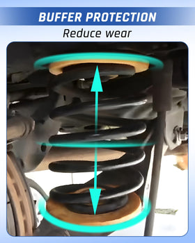 Wujexuhe bump stop installed on coil spring demonstrating improved suspension cushioning