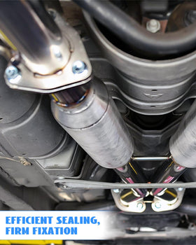 Wujexuhe installed on an exhaust flange demonstrating secure fit and leak prevention