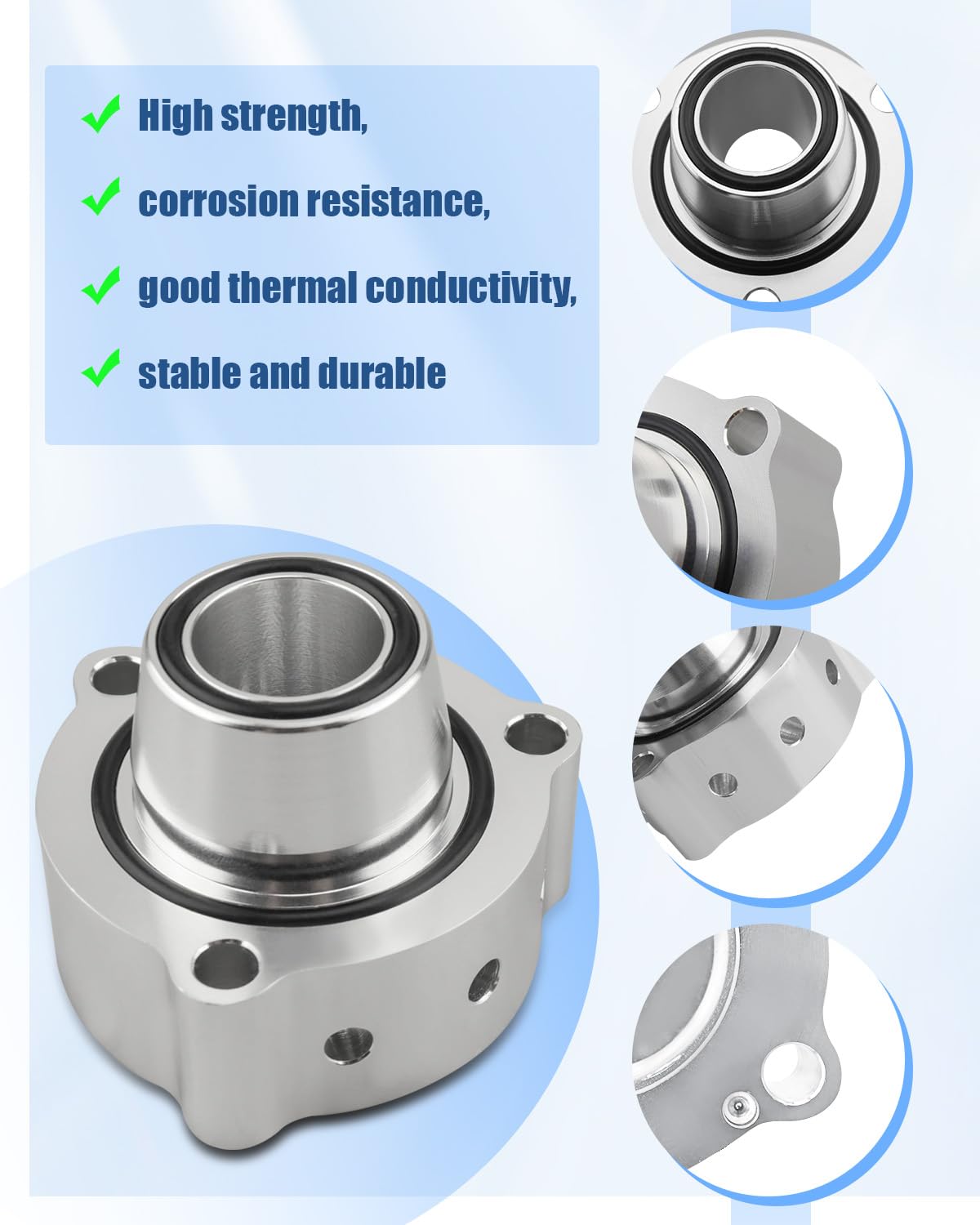 Wujexuhe spacer installed on turbo outlet demonstrating leak-free connection benefit