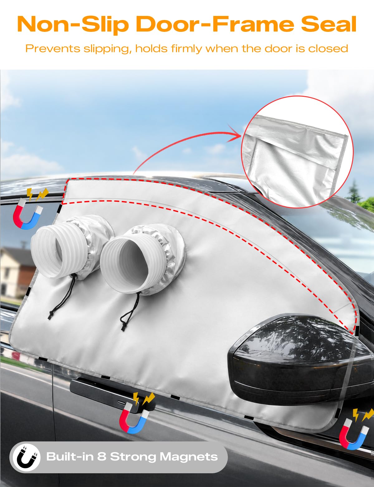 WUJODOR exhaust hose insertion through round port for secure venting