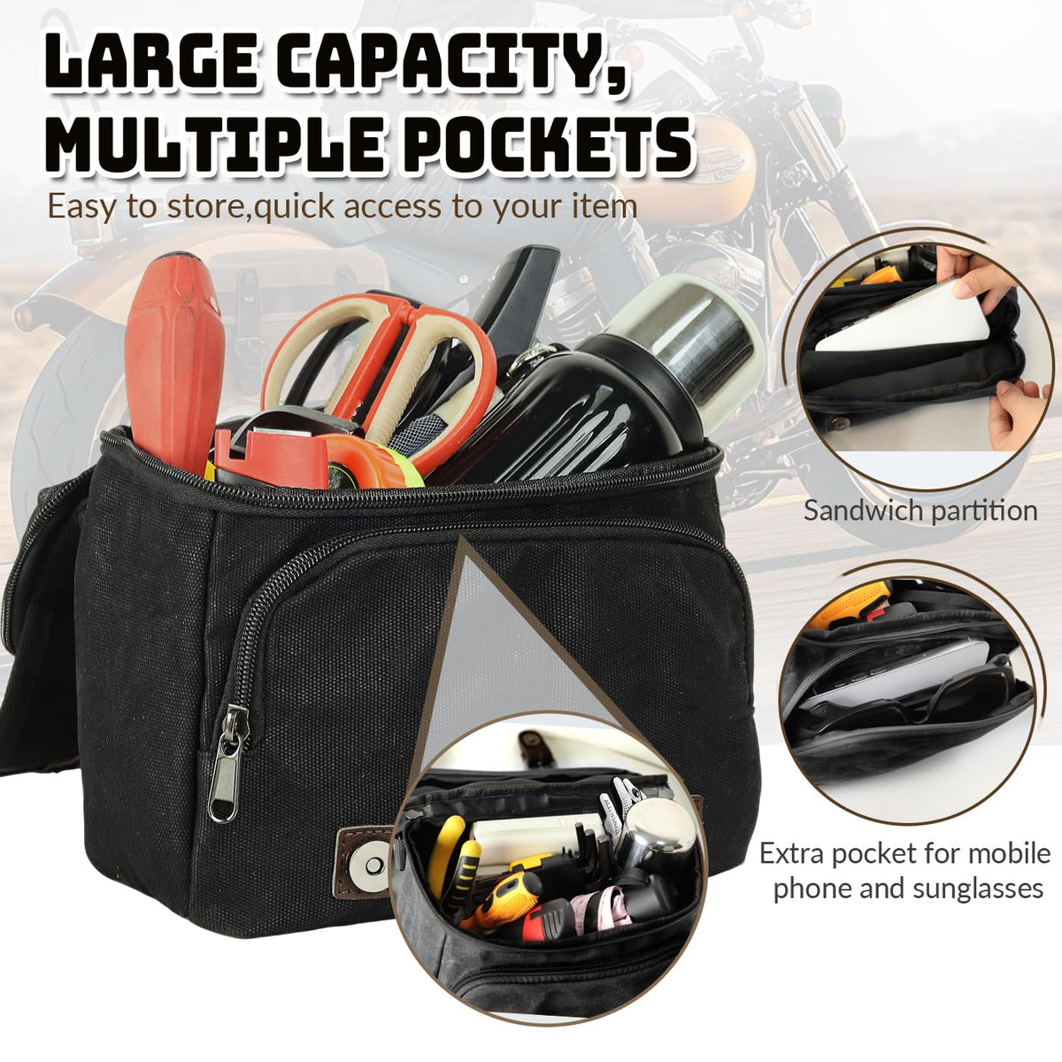 WUMOTIX carried as a messenger bag with shoulder strap for off-bike convenience