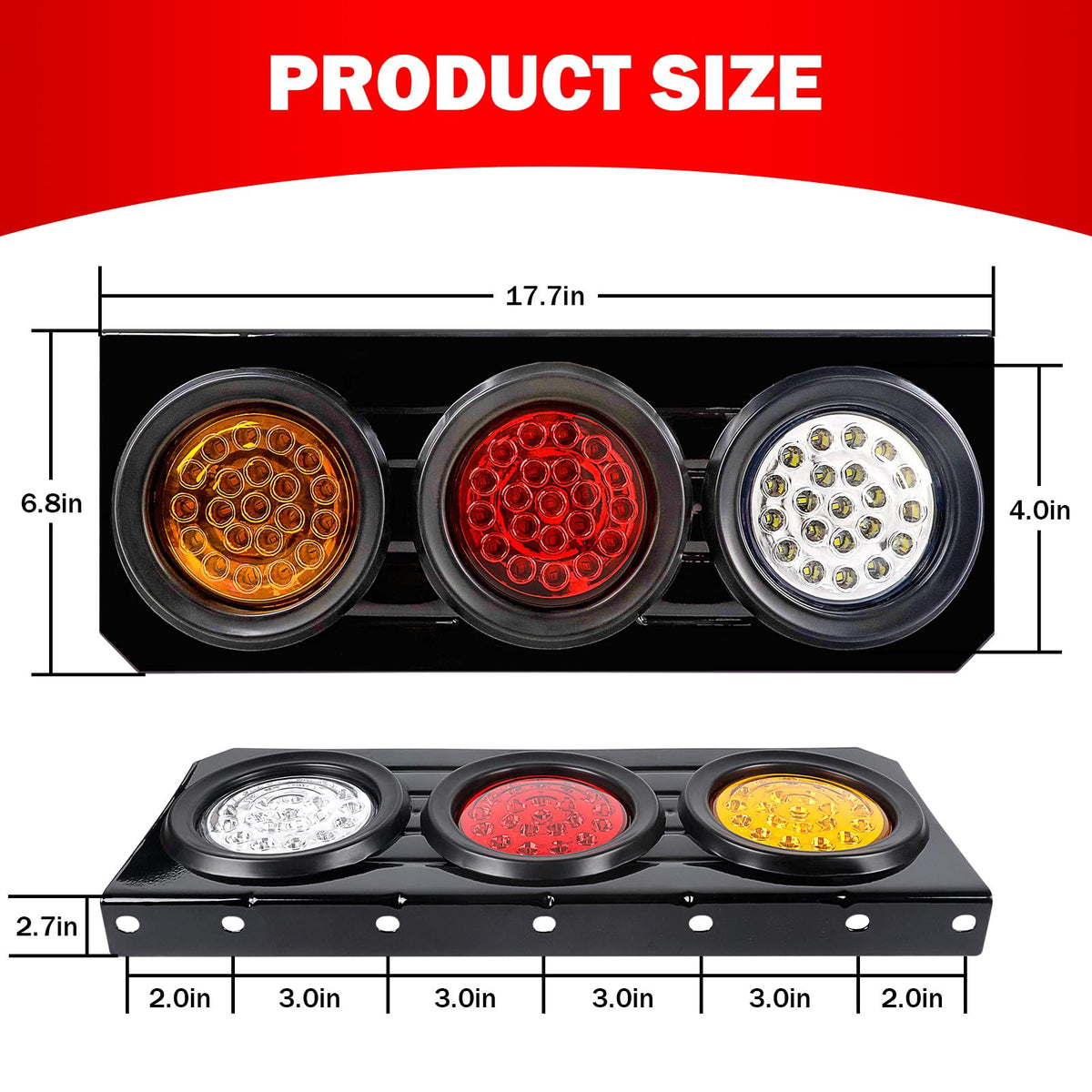 WUSHIXAN close-up of 63 LED array showing bright multi-color signaling benefit