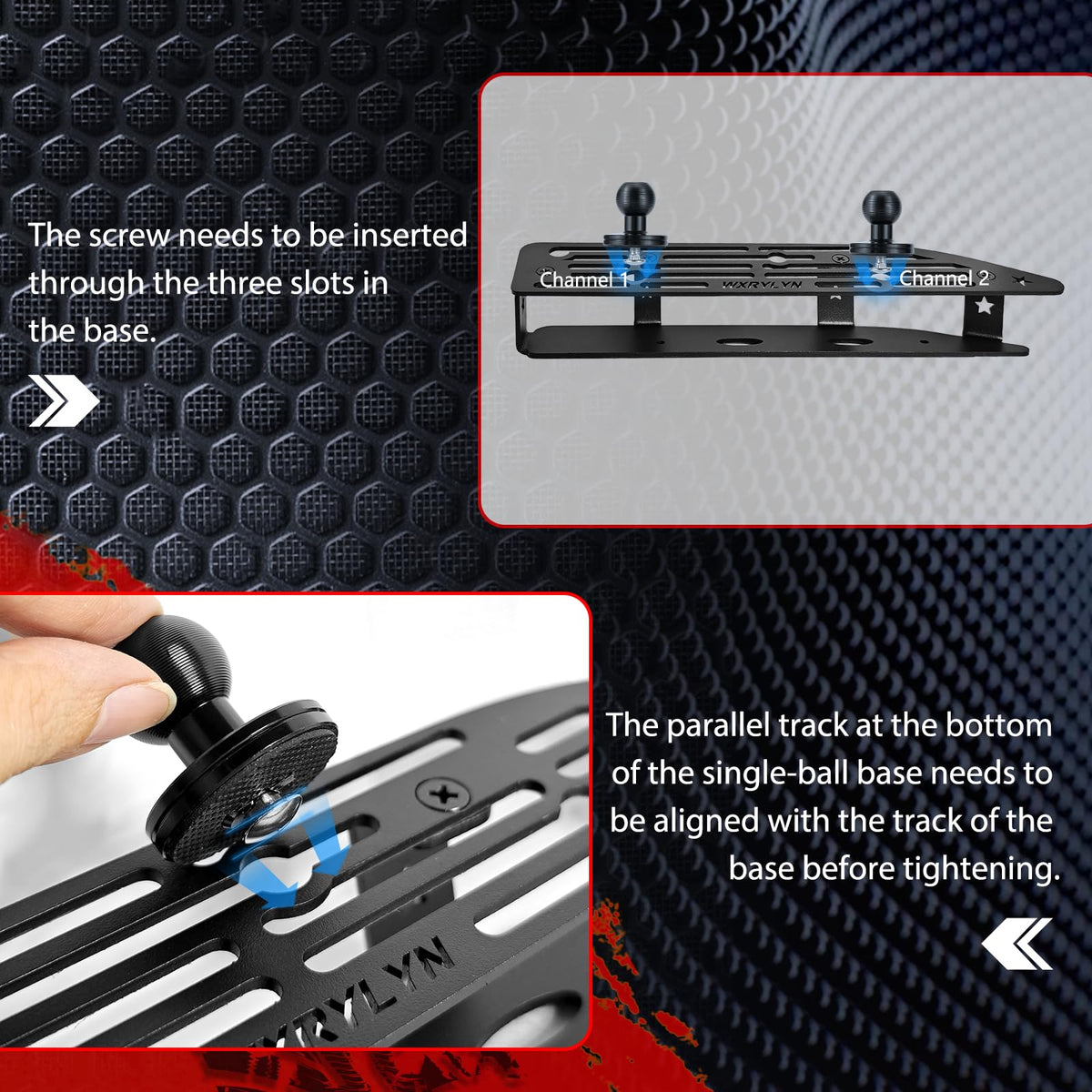 WXRYLYN base platform tracks overview illustrating adjustable placement options