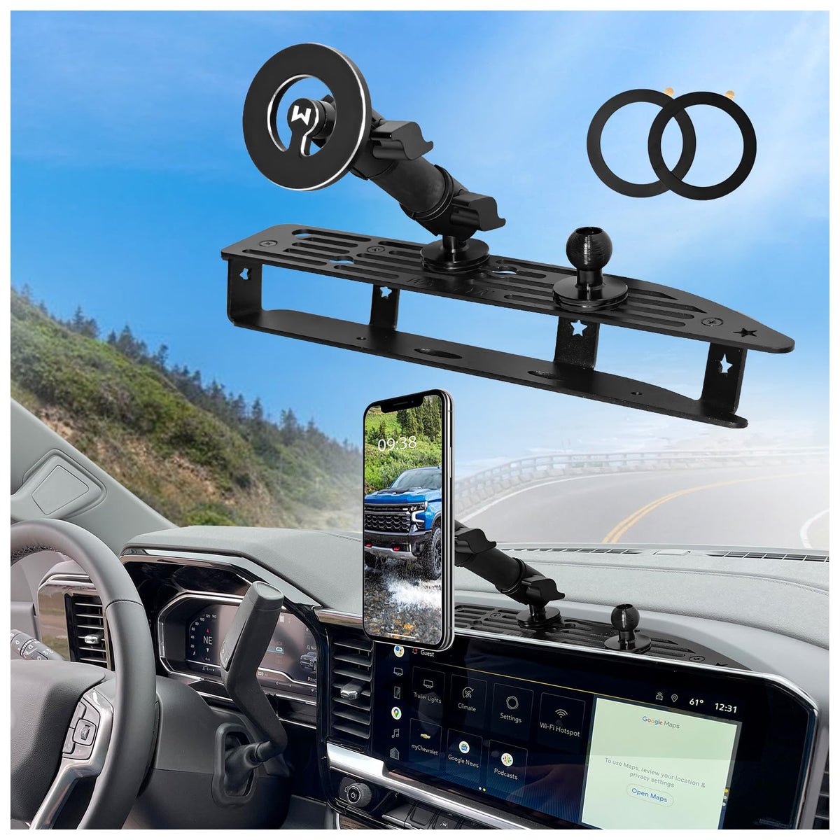 WXRYLYN front view metal dash platform showing sleek fit and sturdy support