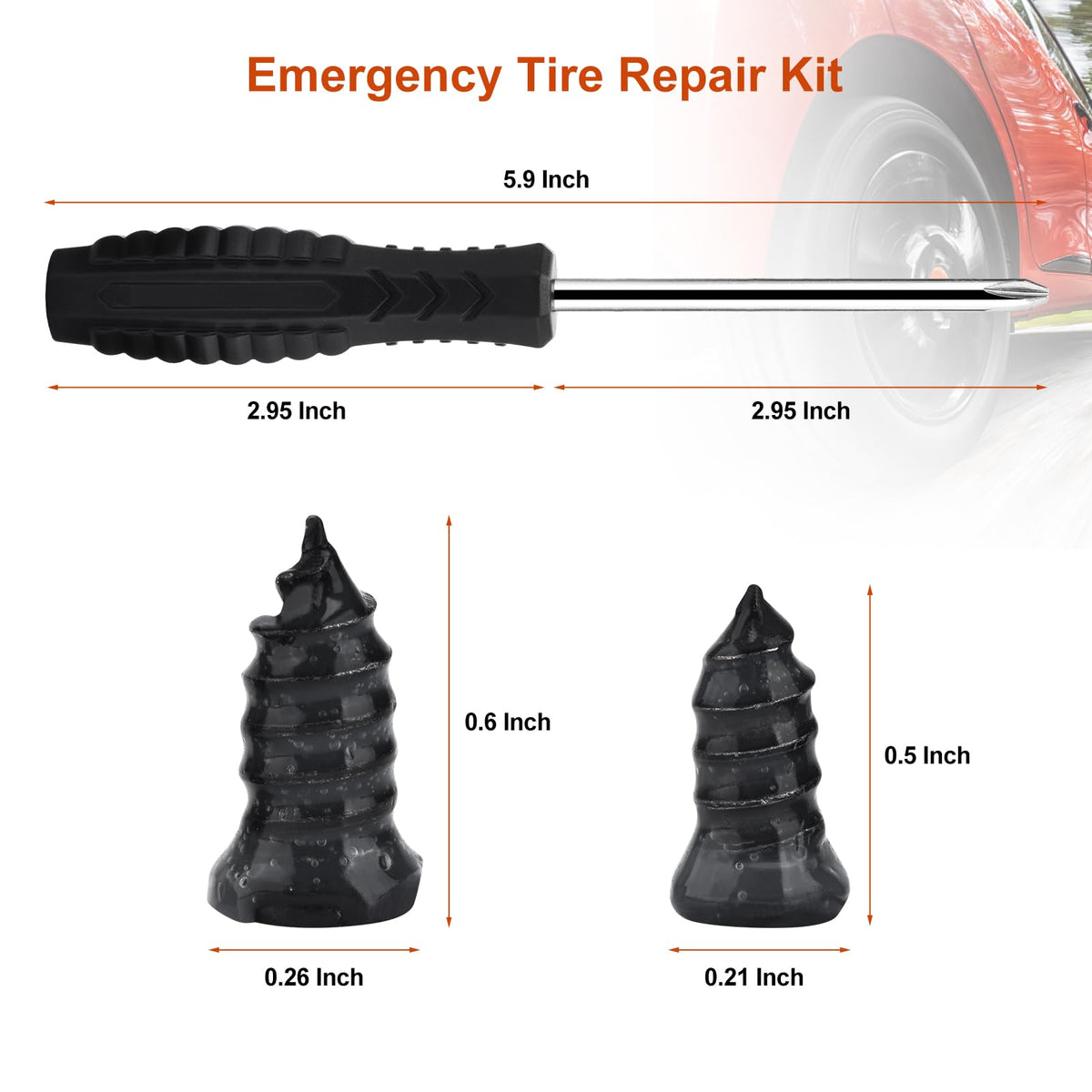 Wykodra insertion tool in use plugging a tire puncture for quick roadside fix