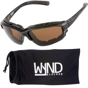 WYND Blocker front view showing frame shape and amber lens benefit glare reduction
