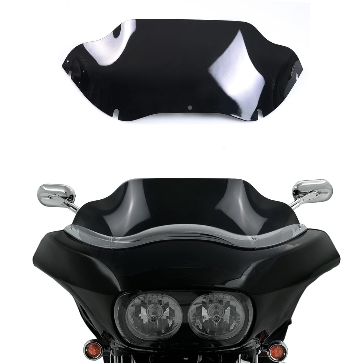WYNMOTO front view of windscreen showing sleek fit and improved aerodynamics