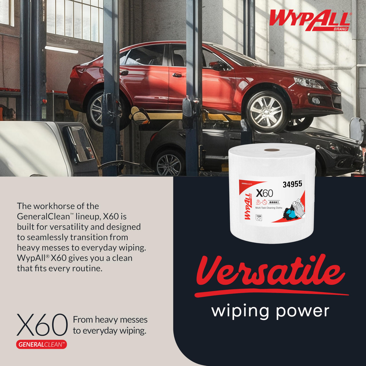 WypAll demo absorbing liquid spill fast to cut cleanup time benefit