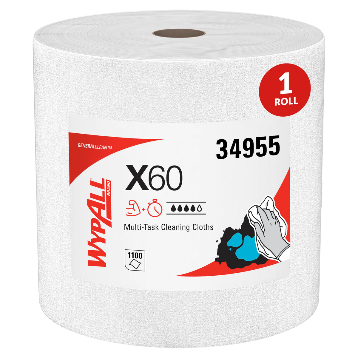 WypAll jumbo roll front showing large-capacity workspace supply benefit