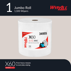 WypAll single sheet closeup showing clean edge and fast absorbency benefit