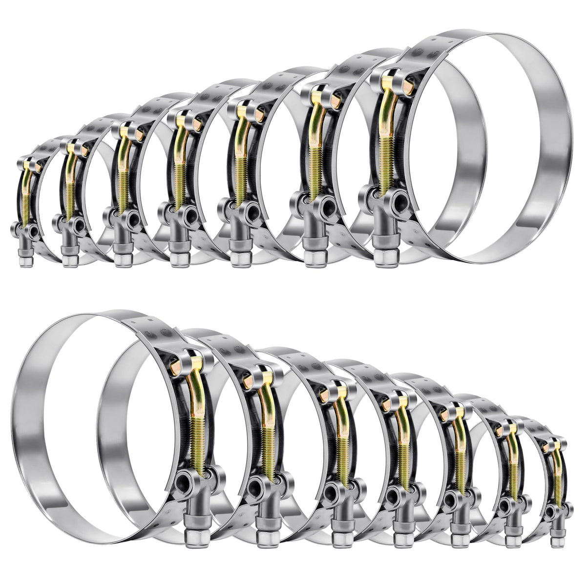WYSIWYKA front view of 14-piece clamp set showing variety and organization benefits