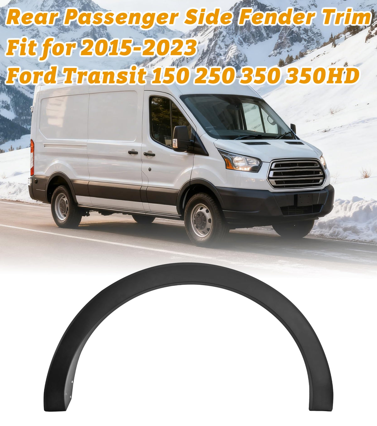 Wyustey fender trim mounted on Transit side illustrating seamless integration