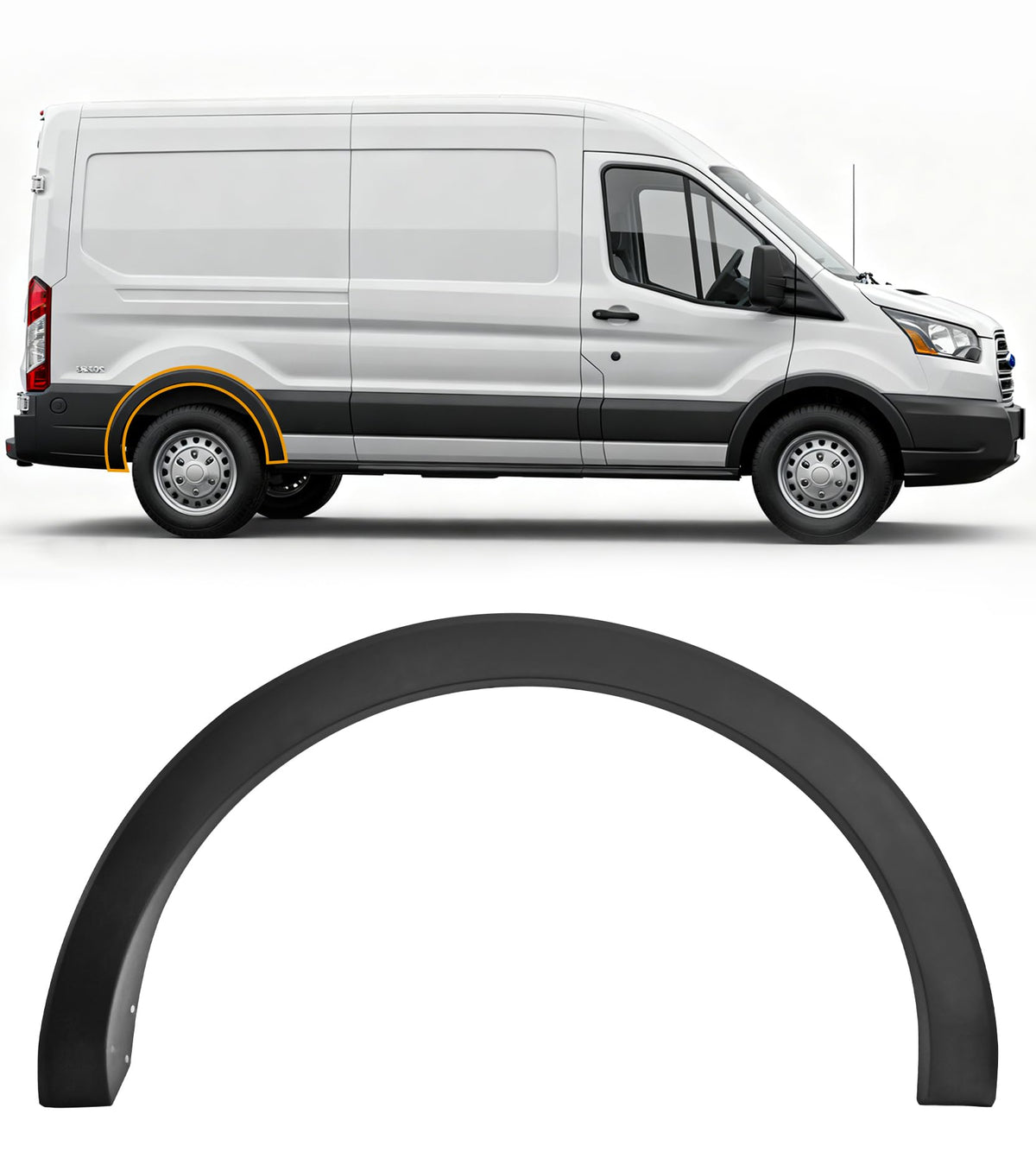 Wyustey right rear fender trim front view showing fit and factory lines