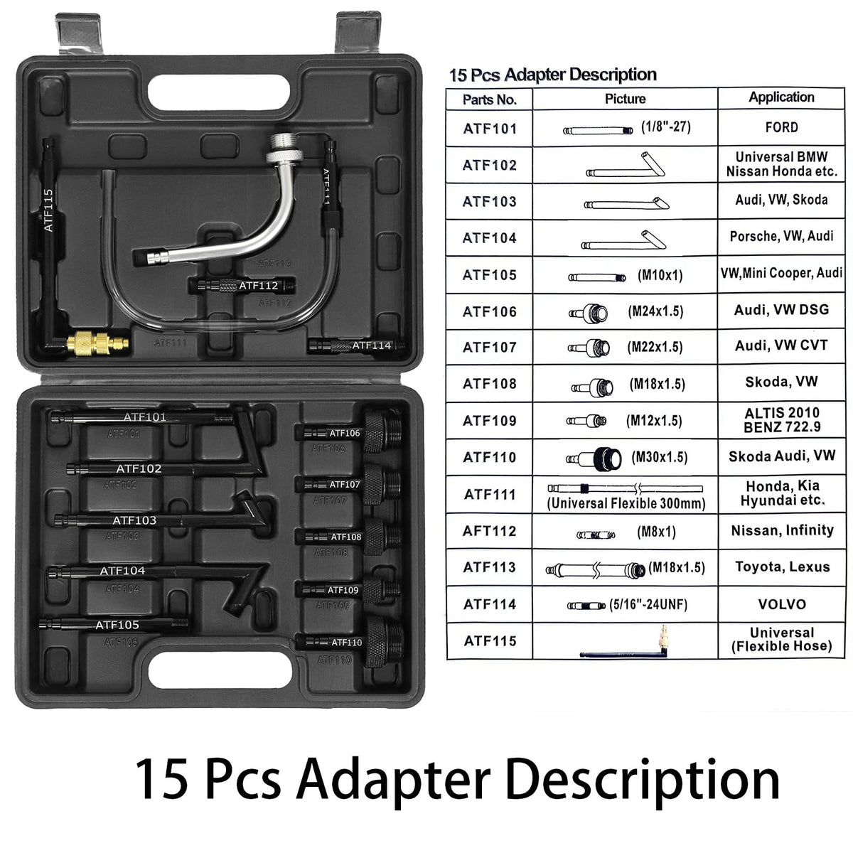 Wzyblixo assorted ATF adapters in toolbox for broad vehicle compatibility