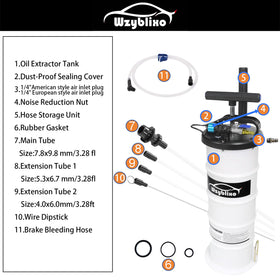 Wzyblixo extended suction hoses close-up enabling deep reach into reservoirs