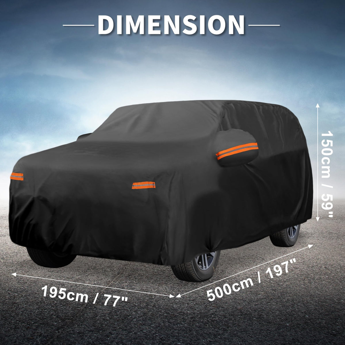 X AUTOHAUX cover size comparison next to person showing fit