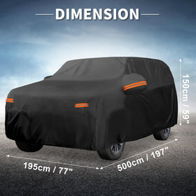 X AUTOHAUX cover size comparison next to person showing fit