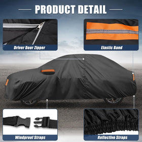 X AUTOHAUX elastic hem and buckle strap secure cover in wind