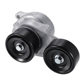 X AUTOHAUX front view of tensioner pulley assembly showing mount points and pulley, improves belt tension