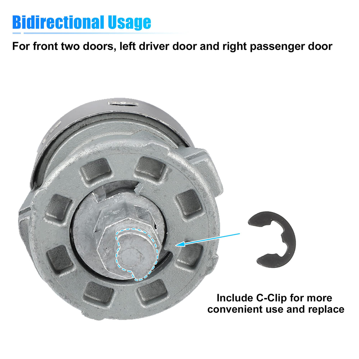 X AUTOHAUX installed lock cylinder on Ford door handle illustrating correct alignment