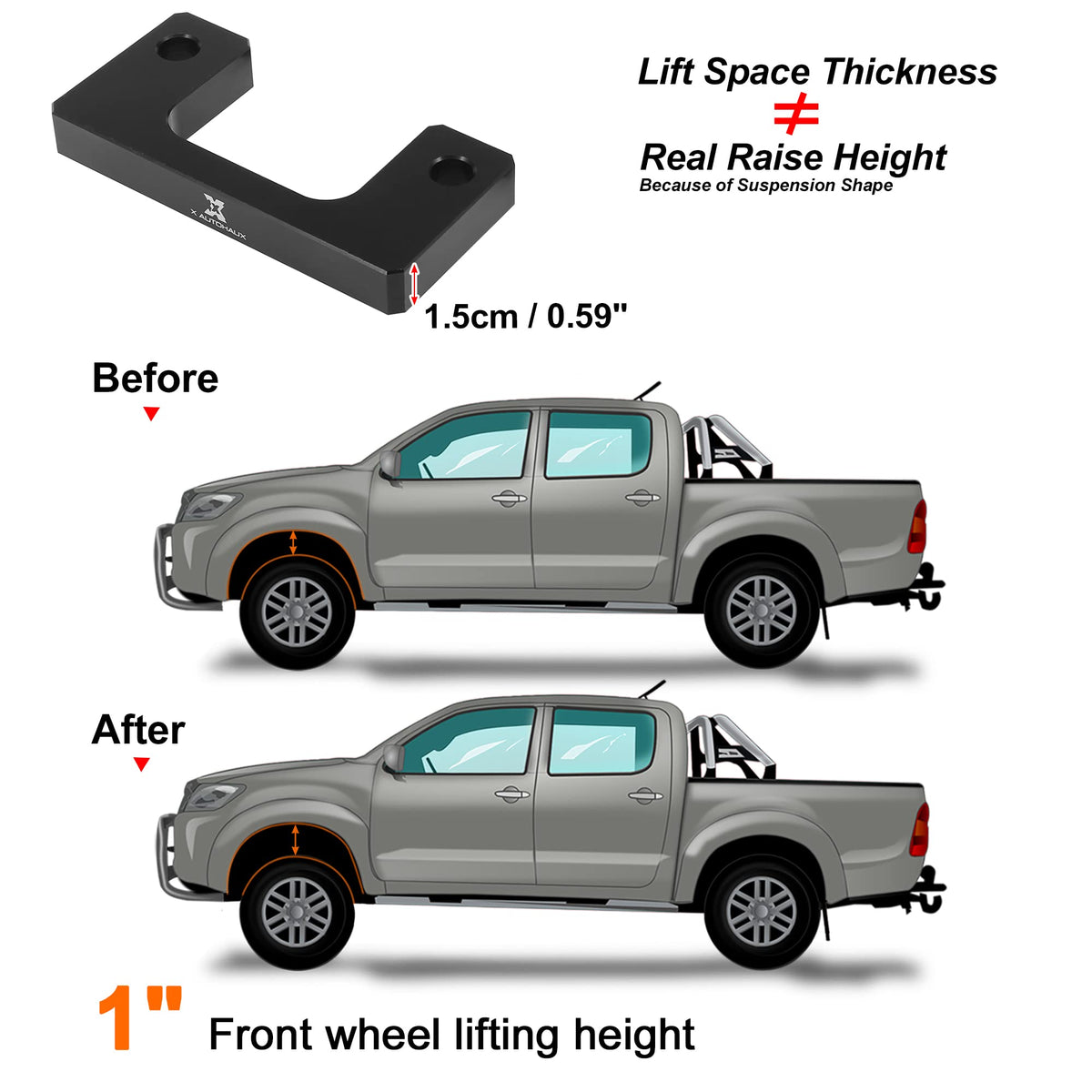 X AUTOHAUX spacer with installation hardware for straightforward install