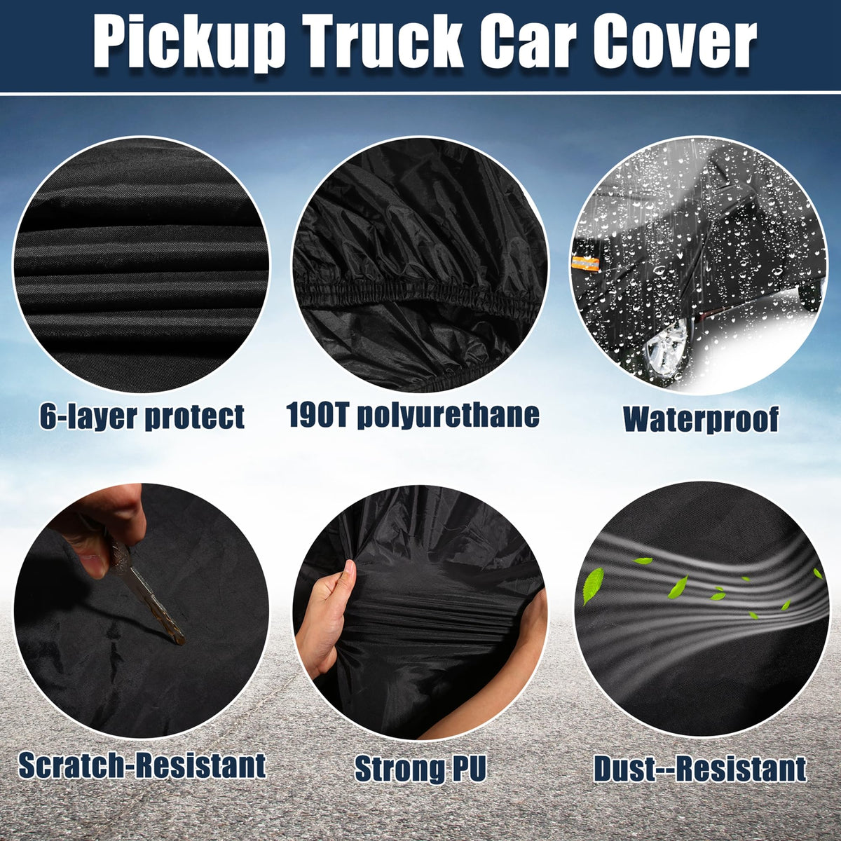 X AUTOHAUX windproof straps and elastic hem securing cover against strong gusts