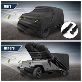 X AUTOHAUX elastic hem and wind straps securing cover against gusts