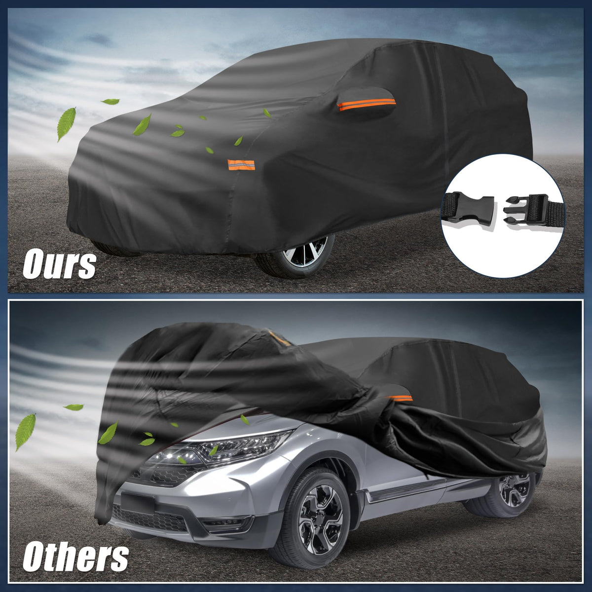 X AUTOHAUX reflective orange warning bars visible for nighttime safety