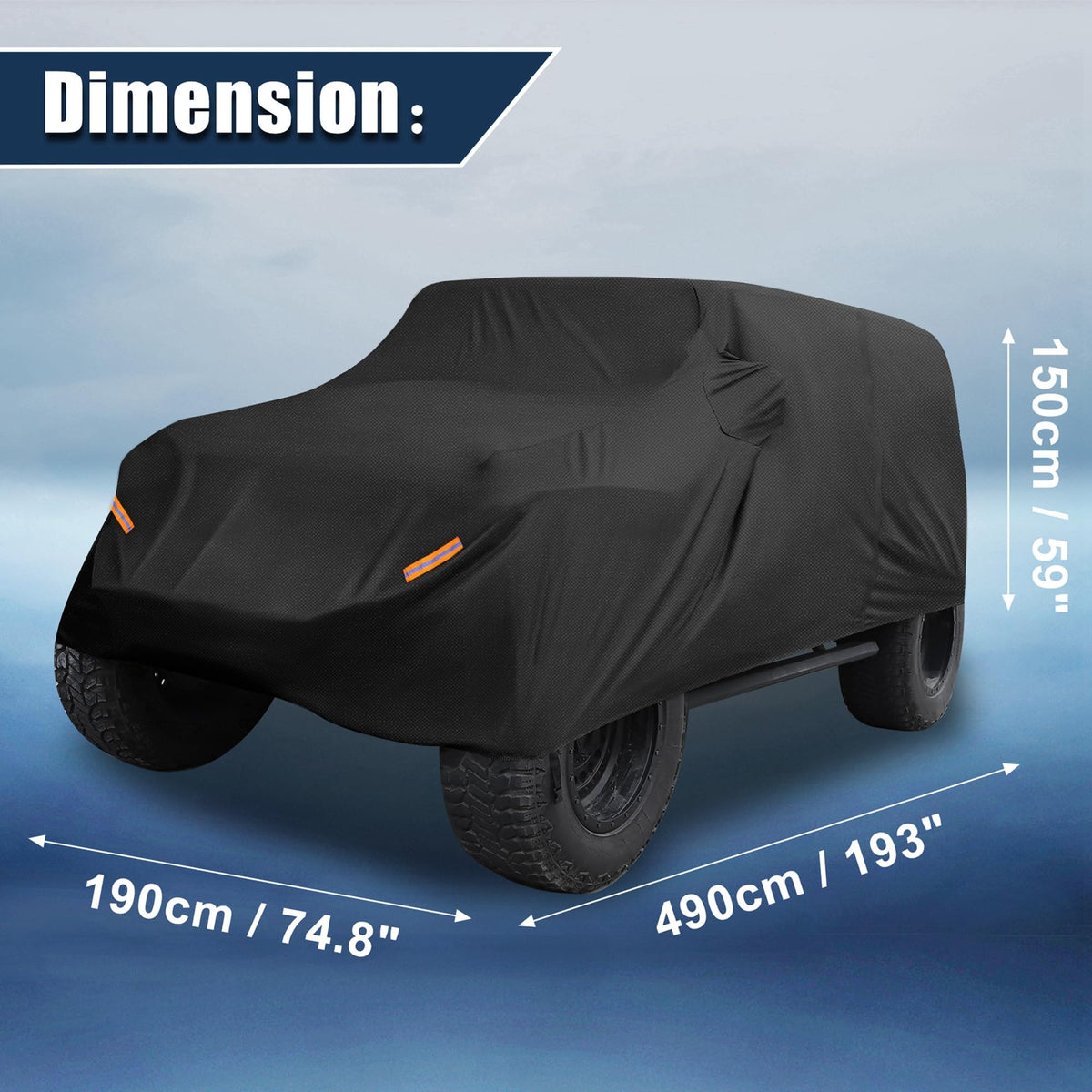 X AUTOHAUX cover size comparison with person showing scale and fit