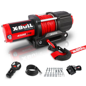 X-BULL winch front view showing compact design and durable housing benefit: easy mounting