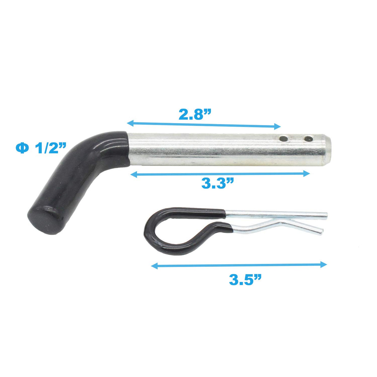 X-Haibei pin installed in a receiver demonstrating secure towing accessory connection