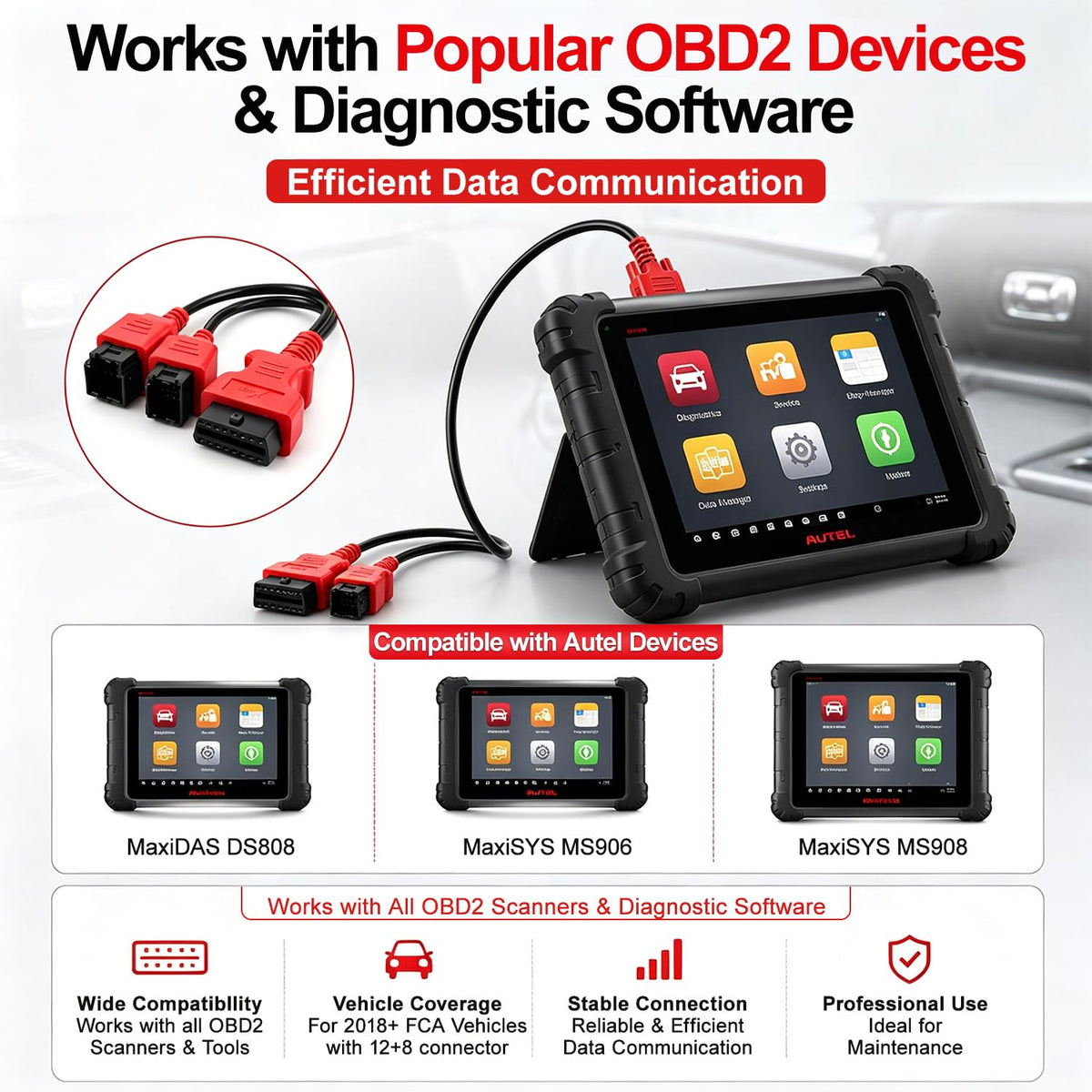 X-OBD cable length and scale comparison for workshop convenience
