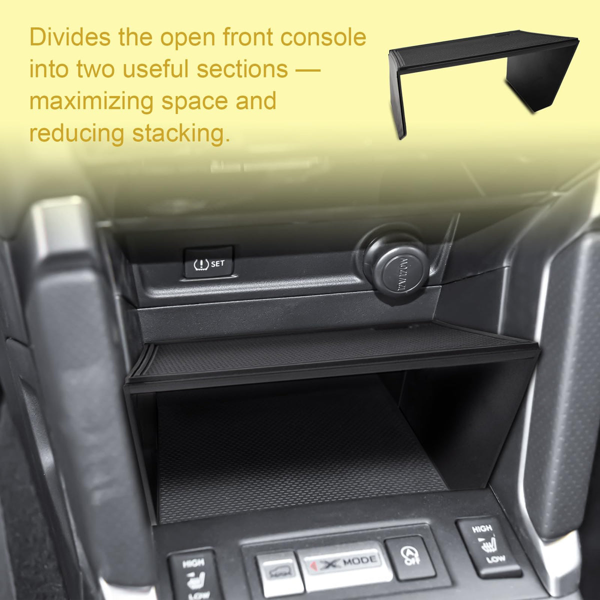 X-TKER installed in 2013-2018 Subaru Forester console demonstrating custom fit
