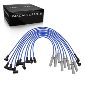 X4XZ 110040 front view of 10-piece spark plug wire set showing packaged kit and label benefits