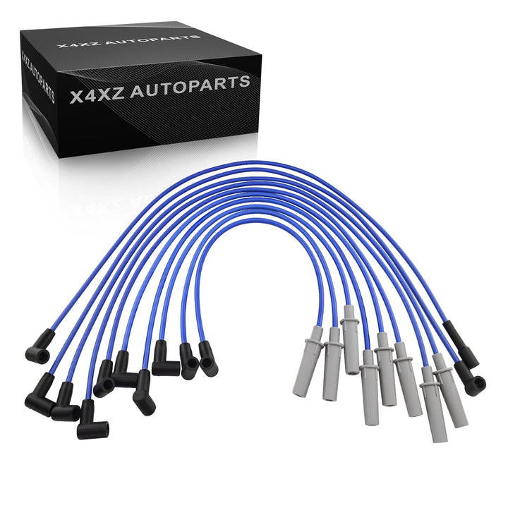 X4XZ 110040 front view of 10-piece spark plug wire set showing packaged kit and label benefits