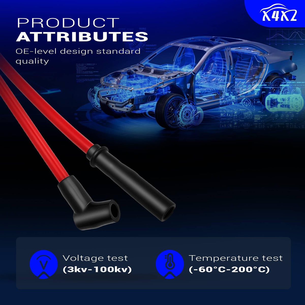 X4XZ 90° distributor boot detail showing secure HEI connection and heat resistance